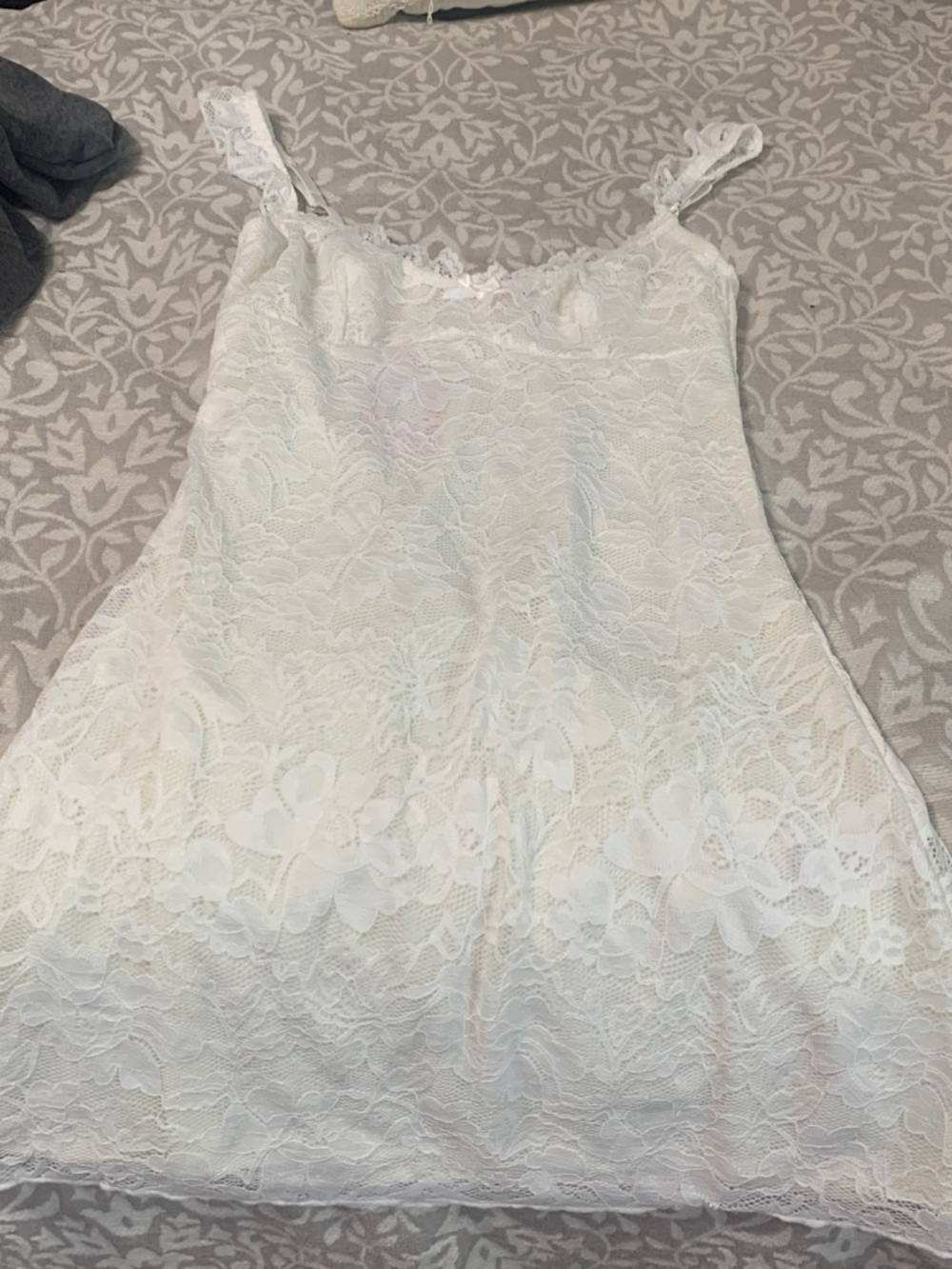 Edikted White Lace Slip Dress